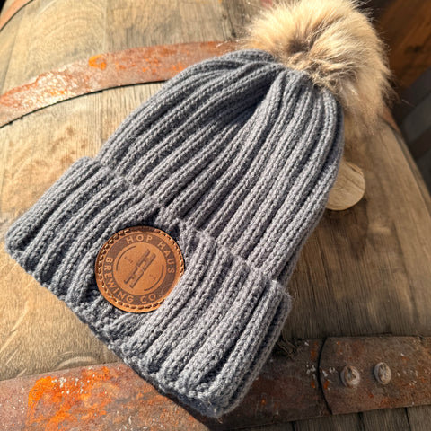 Grey faux fur beanie