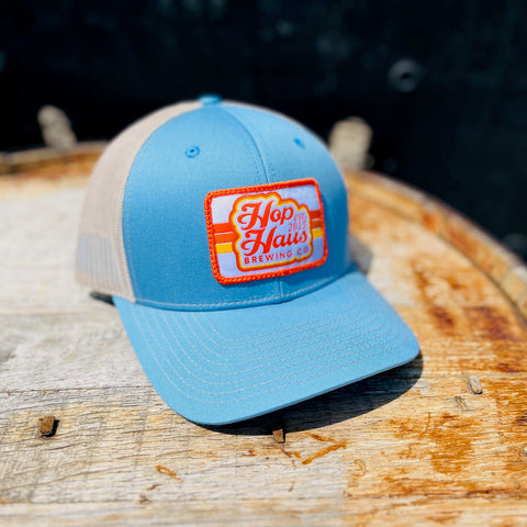 Blue/tan trucker hat