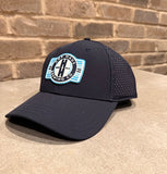 Navy hat with plastic patch